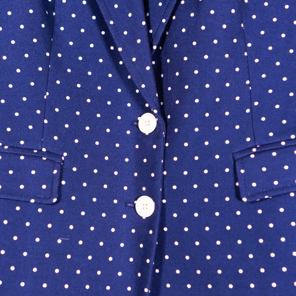 Banana Republic Blazer Jacket Blue White Polka Dot Two Button Work Suit Size 4 - Picture 4 of 8